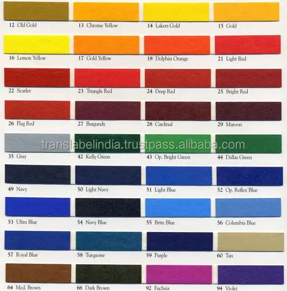 Union Ink Color Chart