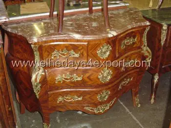 French Antique Louis Xv Style Marble Top Commode Dresser Cabinet