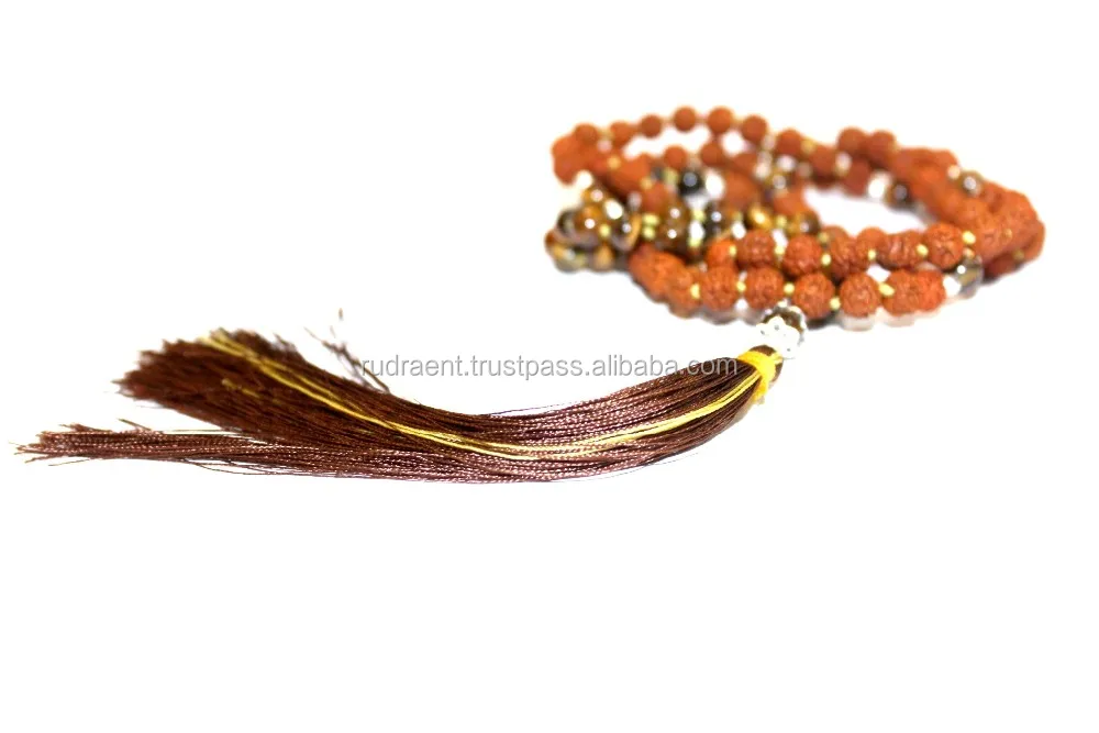 7 Chakra Rudraksha Yoga Mala, 108 Beads Japa Mala, Unisex Knotted Mala