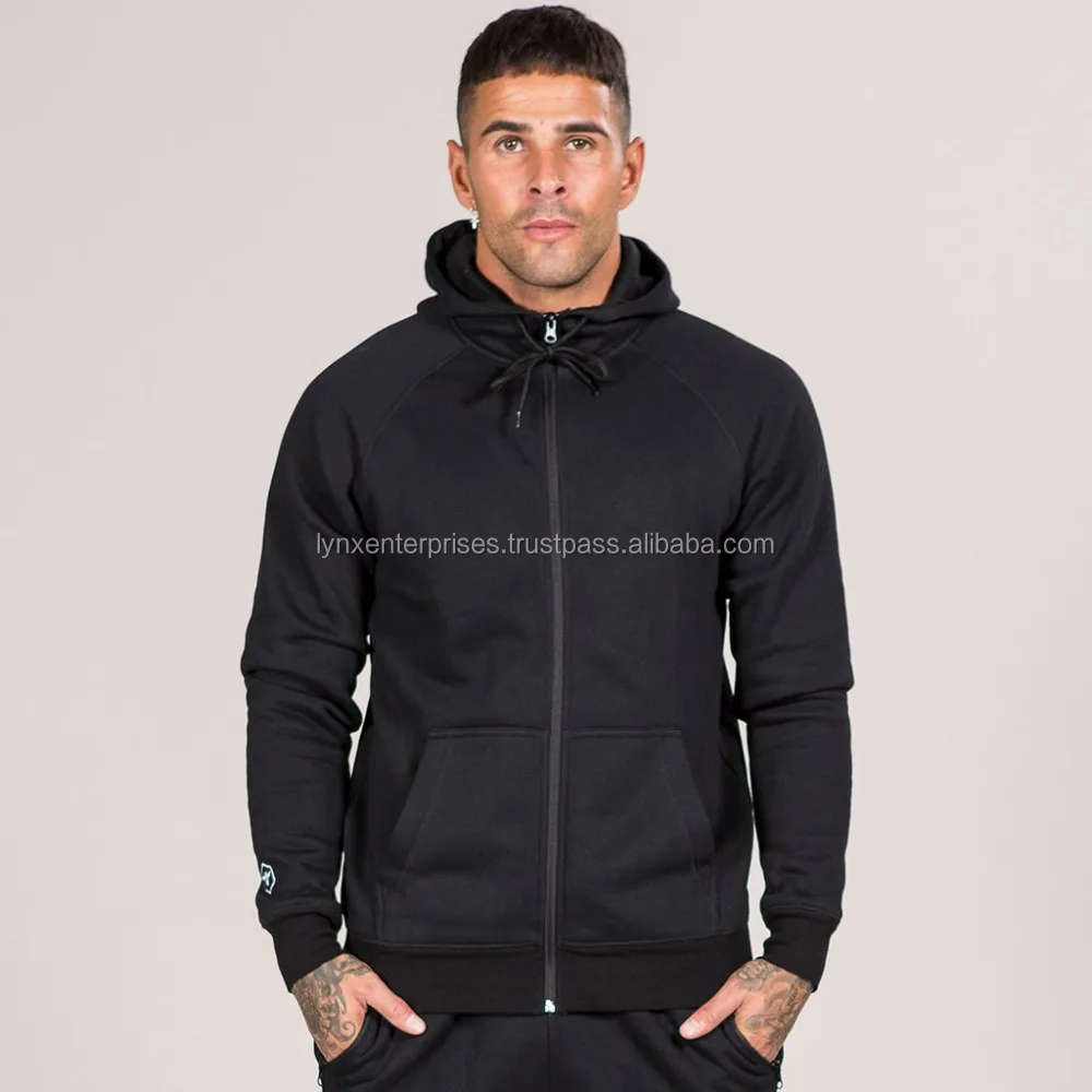 black fitted zip up hoodie