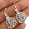 925 Sterling Silver 1 Pair New Tribal art Earrings Natural AQUA CHALCEDONY Gems