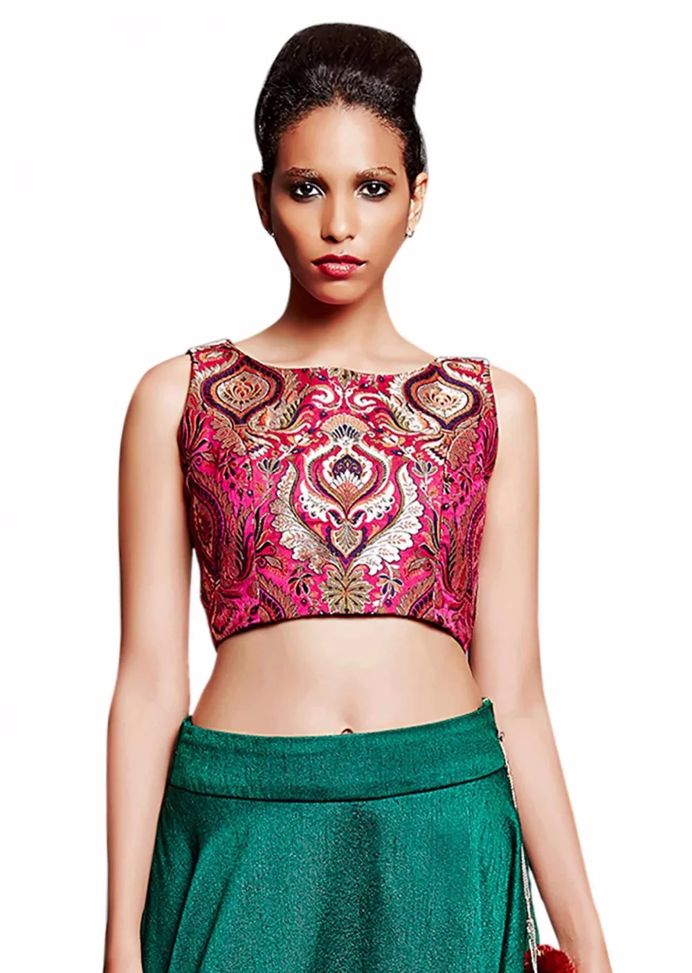 Emerald Green Skirt Matched With Crop 