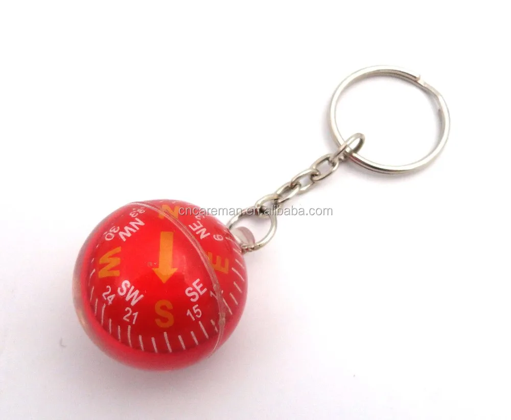 28mm Diameter Mini Crystal Ball Compass Keychain,Key Ring Ball Shaped