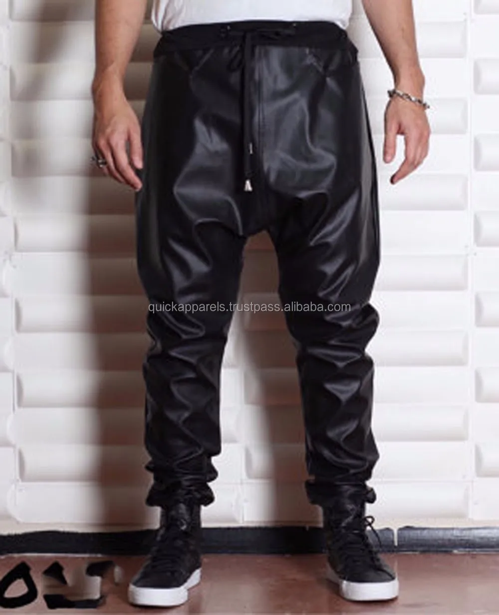 Biker Drop Crotch Dark Quilted Faux 