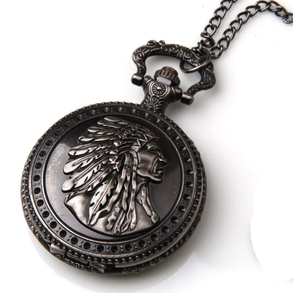 Retro Men Antique Silver India Head Eagle Pocket Watch Buy Pocket