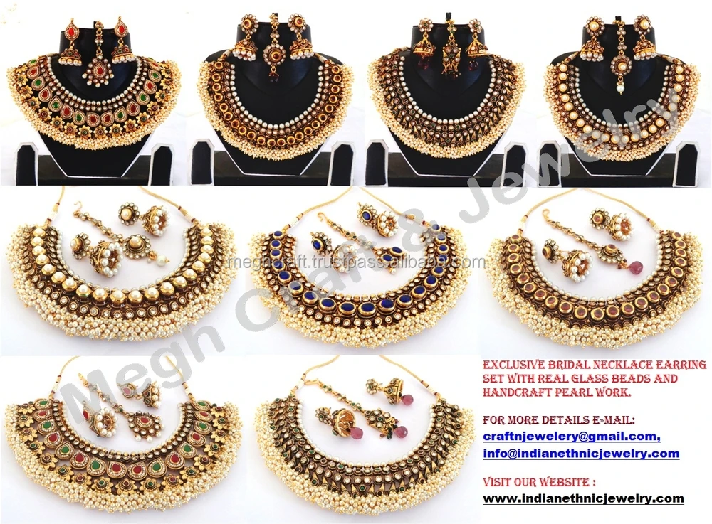 South Indian One Gram Gold Plated Necklace Set - Wholesale Traditional Jewellery - Bollywood ...