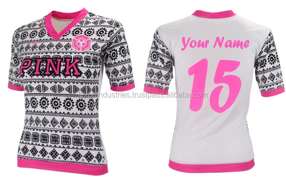 Mujeres Pink Soccer uniforme hecho de 100 poliéster interlock