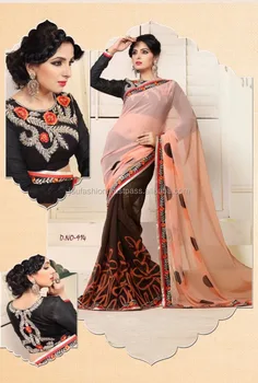 plain saree with heavy designer blouse