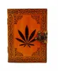 Orange with Black Handmade Leather Journal Diary Celtic Leaf Leather Book Note Book