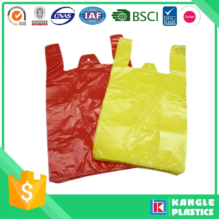 Plastic custom printed vest shopping bags on roll