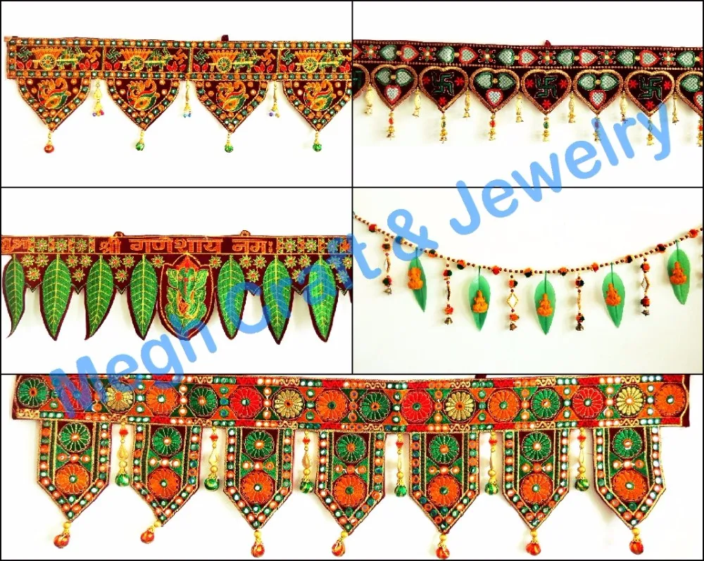 Details about   Gate Deco Embroidered Handmade Toran  Door Hanging Valance Indian 10 PCS. 
