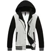 New Casual High Quality Unisex Hooded Letterman Baseball Jackets Double Layer Black Gray custom Varsity Hoodie VJ-046