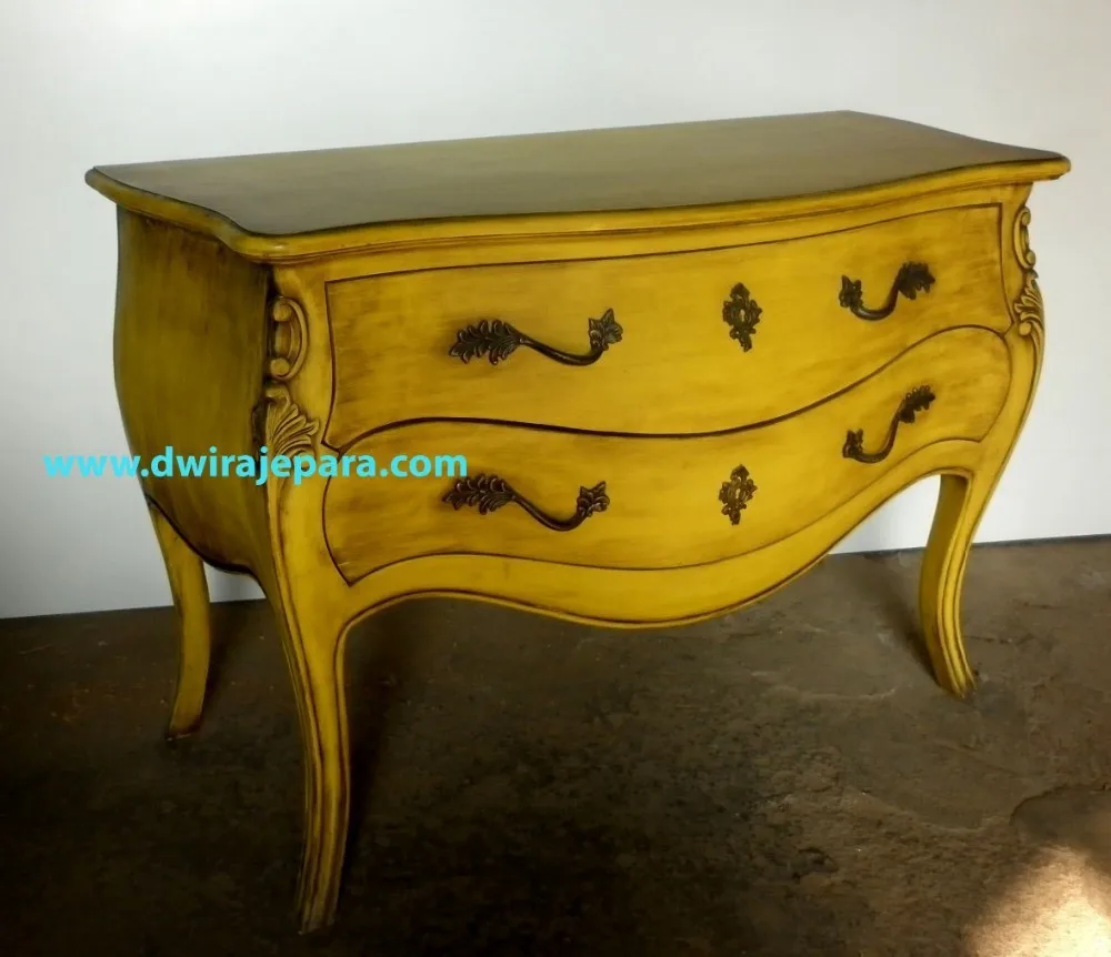Mahogany French Bombay Chest Of Drawers Yellow Burst Antique Color
