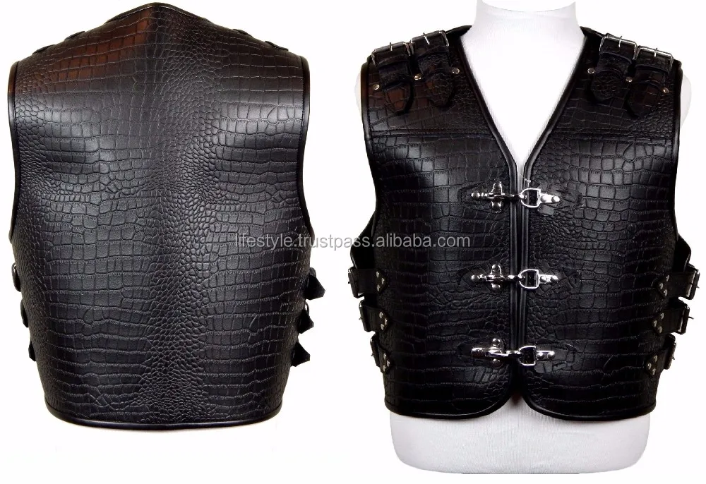 Custom Leather Vests Buffalo Leather Vest Motorcycle Leather Vest Men