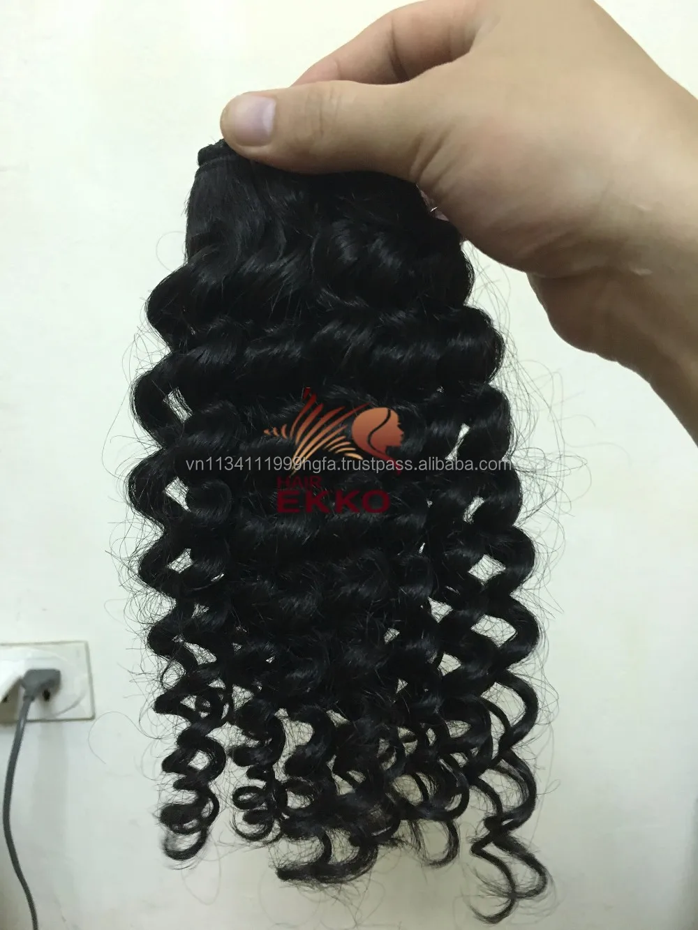 Ekkohair Deep Curly Human Hair Soft Natural Black Color Real Thick