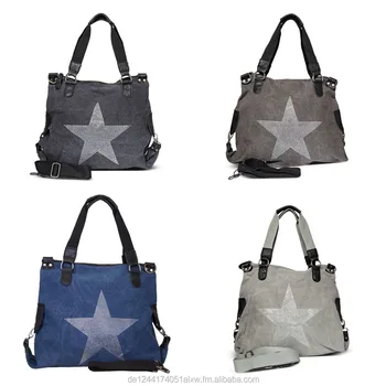 Las Star Handbag Jeans Bag Pocket Rhinestone Lication Las Star Handbag Jeans Bag Pocket Rhinestone Lication Canvas Antique Look Shoulder With