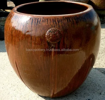 Brown Urns Very Large Urn Planter Vietnam Pot Glazed Brown Urns