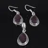 Fashion Handmade 925 Sterling Silver Natural Ruby Gemstone Women Pear Drop Minimalist everyday Fine Jewelry Pendant Earrings Set