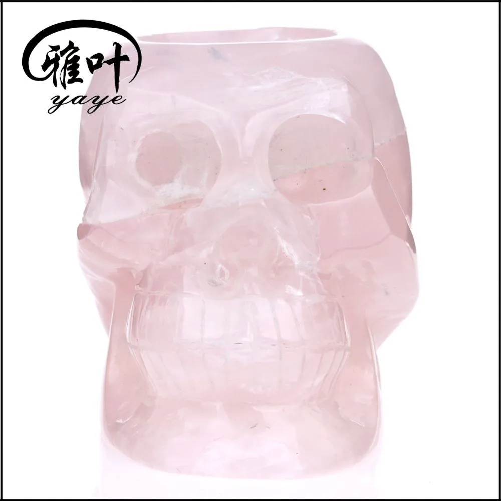 Wholesale Crystal Skulls Hand Carved Rose Quartz Skull Candle Holder