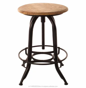 Vintage Brown Wood Top Made Iron Bar Stool At Reasonable Vintage Brown Wood Top Made Iron Bar Stool At Reasonable Price