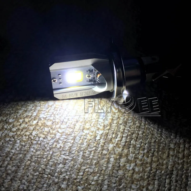 Super Light and Bright 12W 800LM LED Imported COB H4 HI Lo Dual Beam BA20D Motorcycle LED Headlight Bulb with long Lifespan