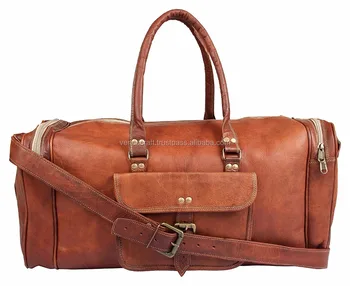 handmade leather duffle bag