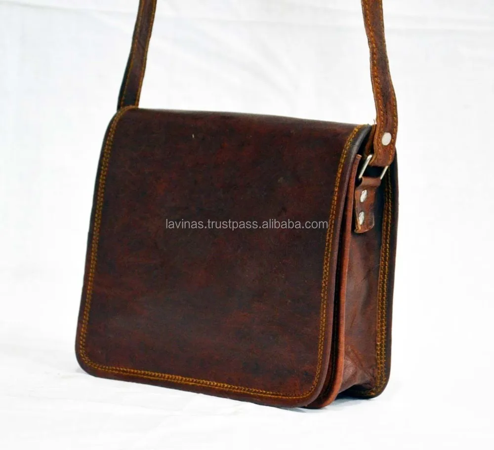 Real Leather Vintage Brown Bag Cross Bodya Satchel Bag Mens Sling