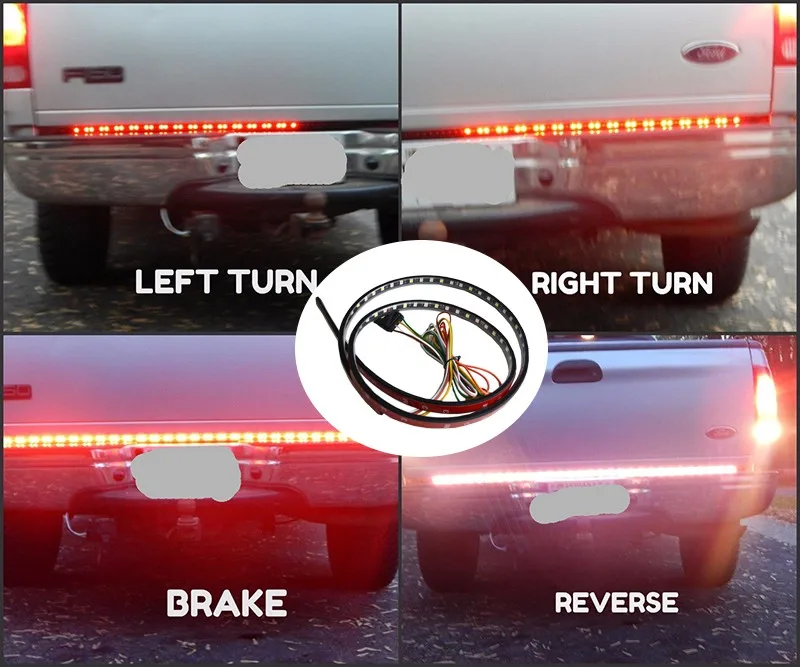 Universal 60 Inches Red/White Tailgate LED Strips Light Bar Reverse Parking Brake Turn Signal Lights for Pickup Trucks SUV