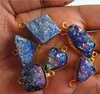 Uneven Shape Coated Sugar Agate 22 Ct Gold Plated Bezel Setting Connector