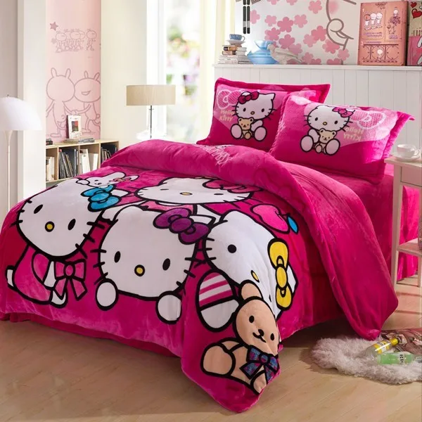 Super Stretch Children Girls Hello Kitty Soft Blanket Velour Fabric For ...