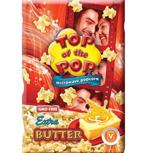 snack food microwave popcorn top of the pop with extra butter