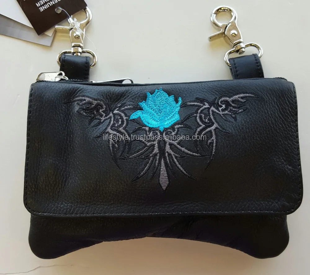 black leather change purse