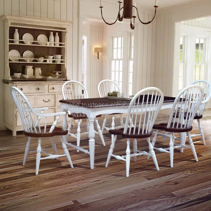 Furniture Dining Table Country Style Solid Wood Mahogany Two Tone Color 6 Chairs Room Furniture Dining Table Country Style Solid Wood Mahogany Two Tone Color 6 Chairs Room
