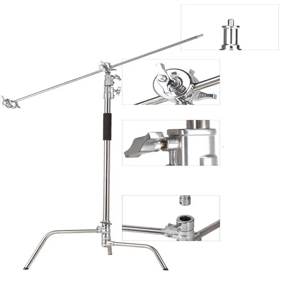 Stainless Steel Studio Light Stand Detachable Light Cstand With Arm