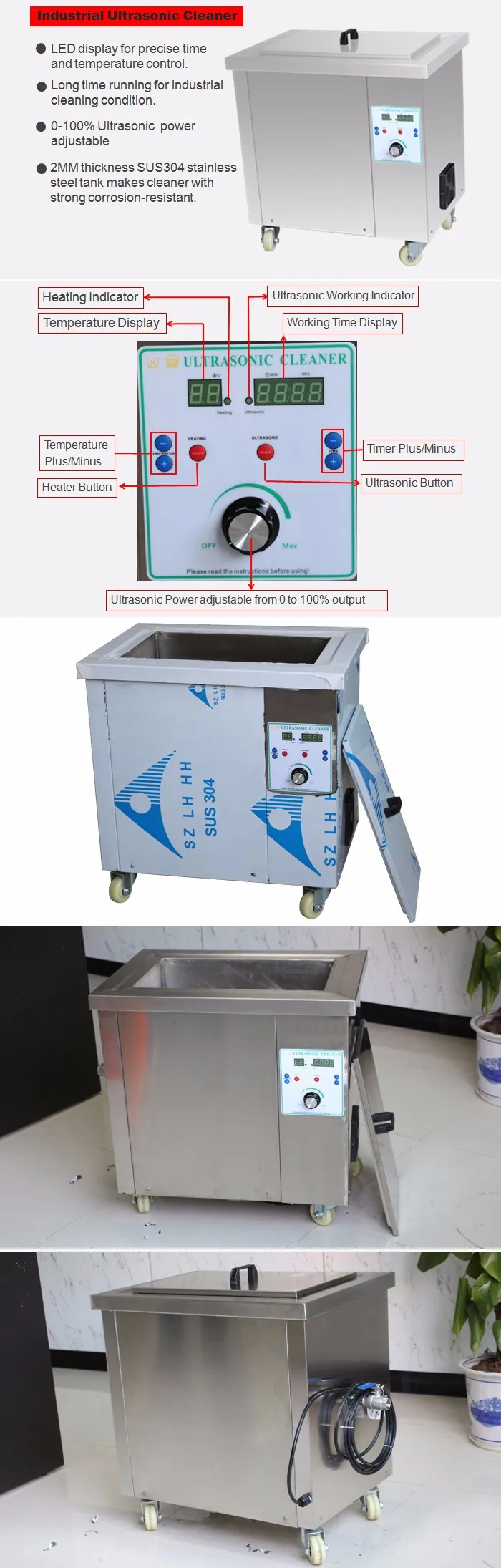 1018d 50l Metal Parts Cleaner Industrial Ultrasonic Cleaning Machine