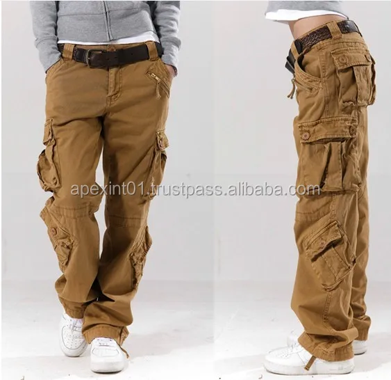 Fashion Khaki Slim Fit Cheap Used Cargo Work Pantswholesale 6 Pockets