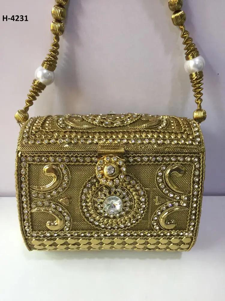 H4216 Handmade Metal Clutch Ladies Gold Or Silver Evening Handbags