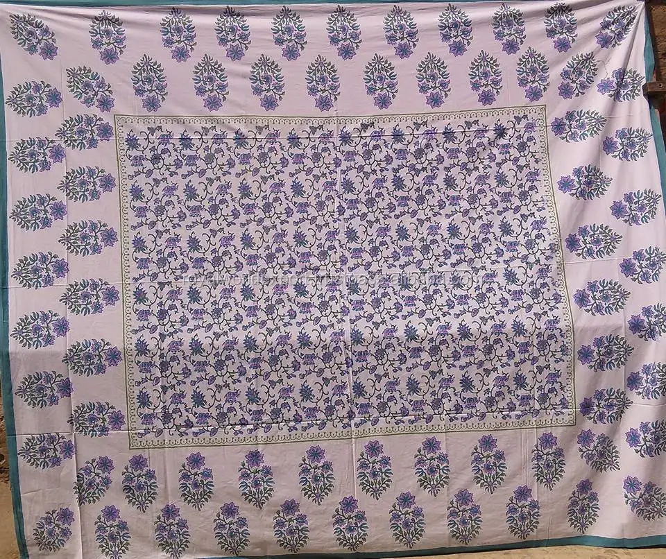Rajasthani Naturally Dyed Block Print Cotton Floral Print Bed Cover
