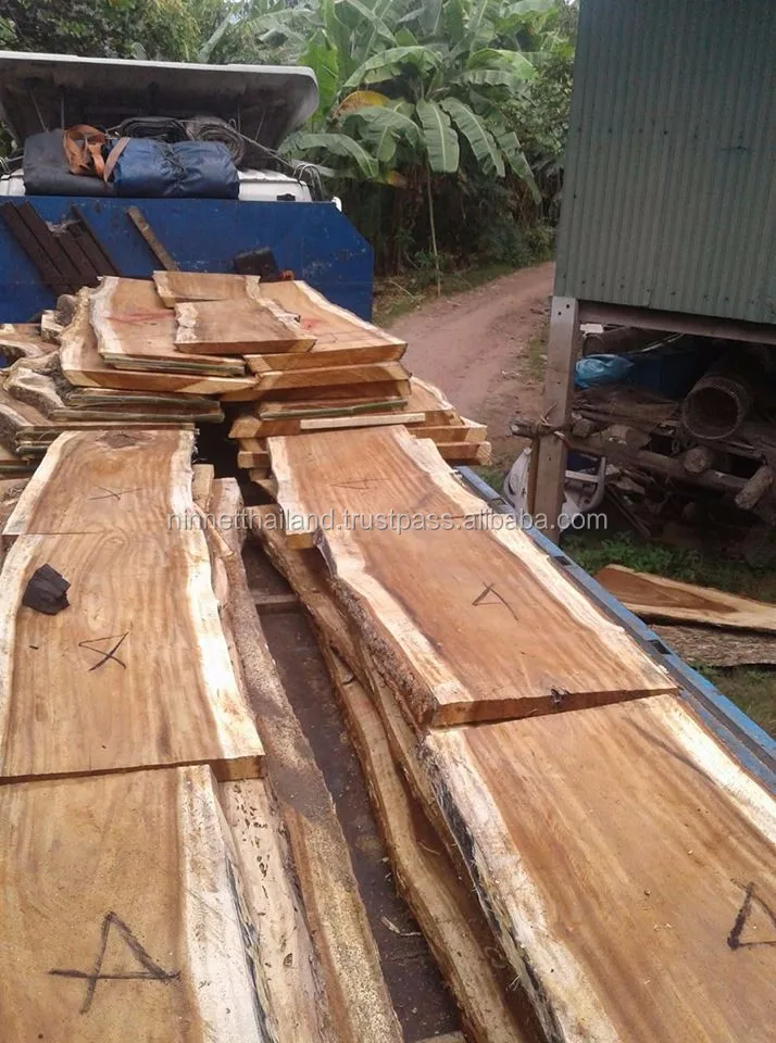 Meja Makan Hidup Tepi Kayu Slab,Kayu Akasia,Monyet Pod 