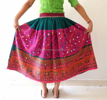 Mirror Work Rabari Skirts Wholesale - Indian Cotton Embroidered Skirt ...