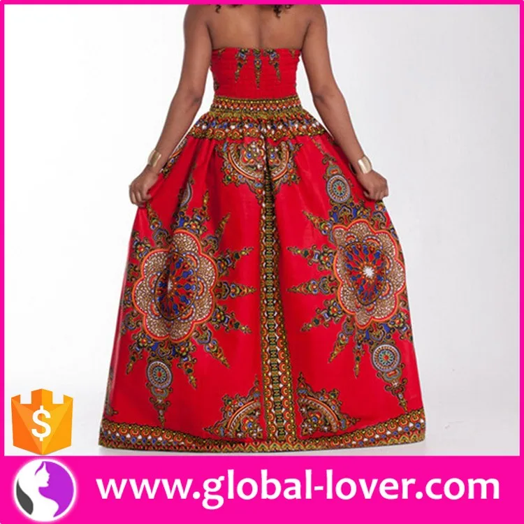 Hedendaags Sexy African Clothing Evening African Dress Red Dashiki Formal MJ-89