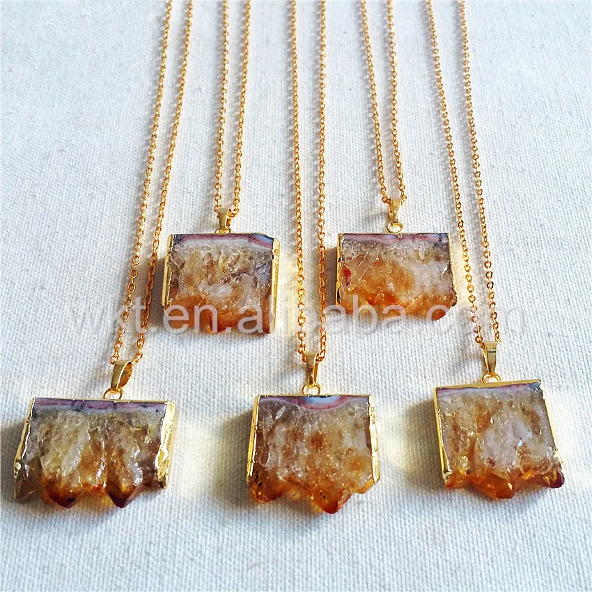 yellow citrine crystal necklace