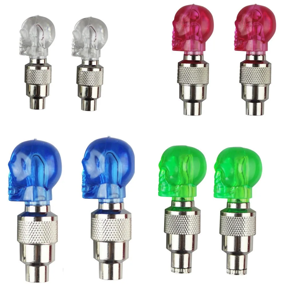 2021 Skull Head Led Bike Bicycle Car Motorcycle Wheel Valve Stem Cap