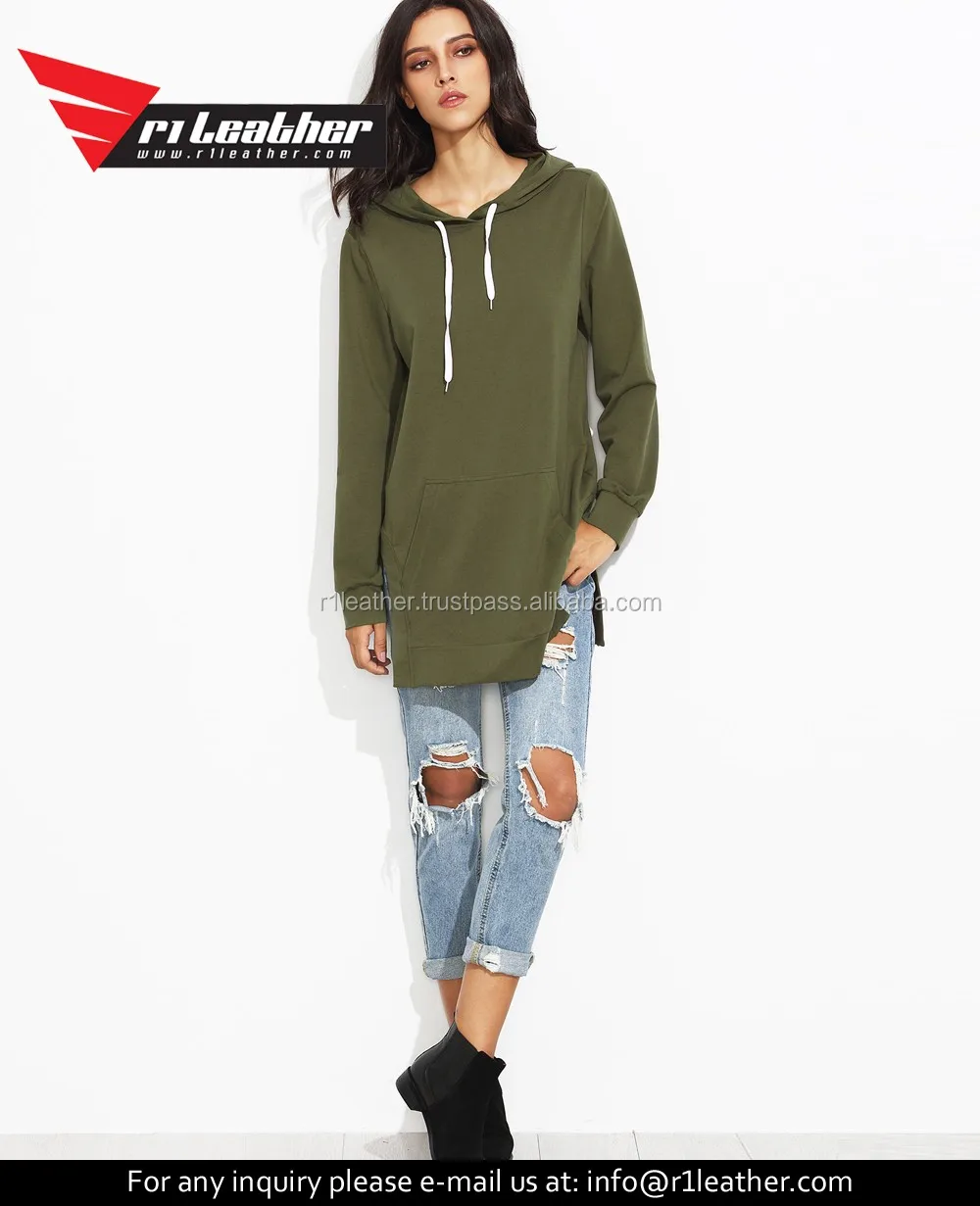 womens longline black hoodie