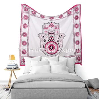 Hamsa Hand Of Fatima Wall Hanging Decor Printed Tapestries Indian