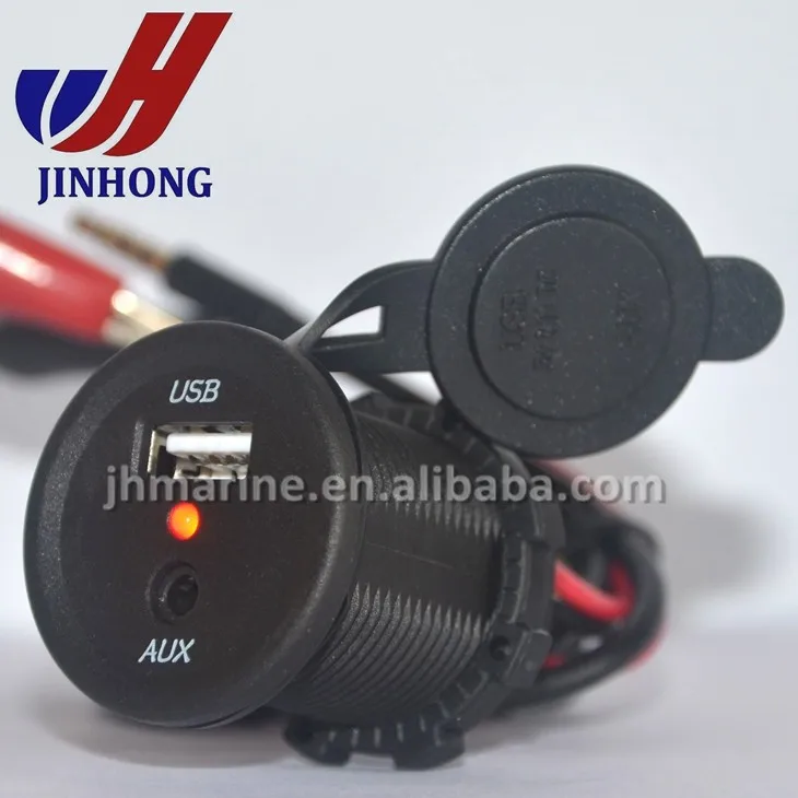 Dash Mount Usb Port Aux Car Charger Socket With 3.5mm Extension Cable