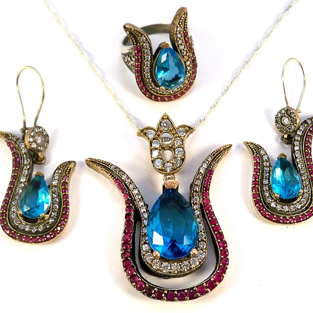 925 sterling silver set kosem sultan roxelana harem hurrem ruby