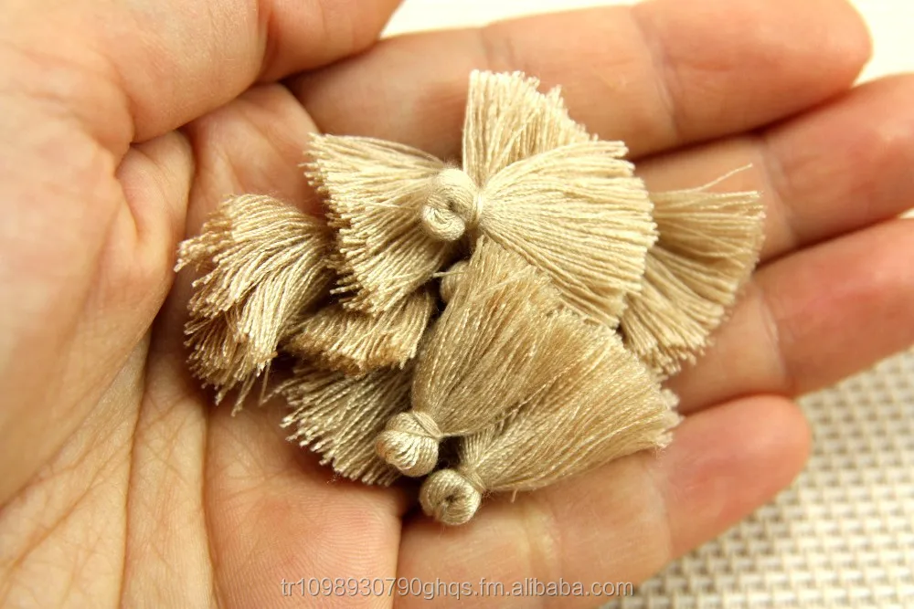 Mini Tassels, 2,5cm Cotton Tassels, Tiny Short Cotton Tassels, Ecru Cotton Tassel, Handmade Mini Tassels, Mini Cotton Tassle