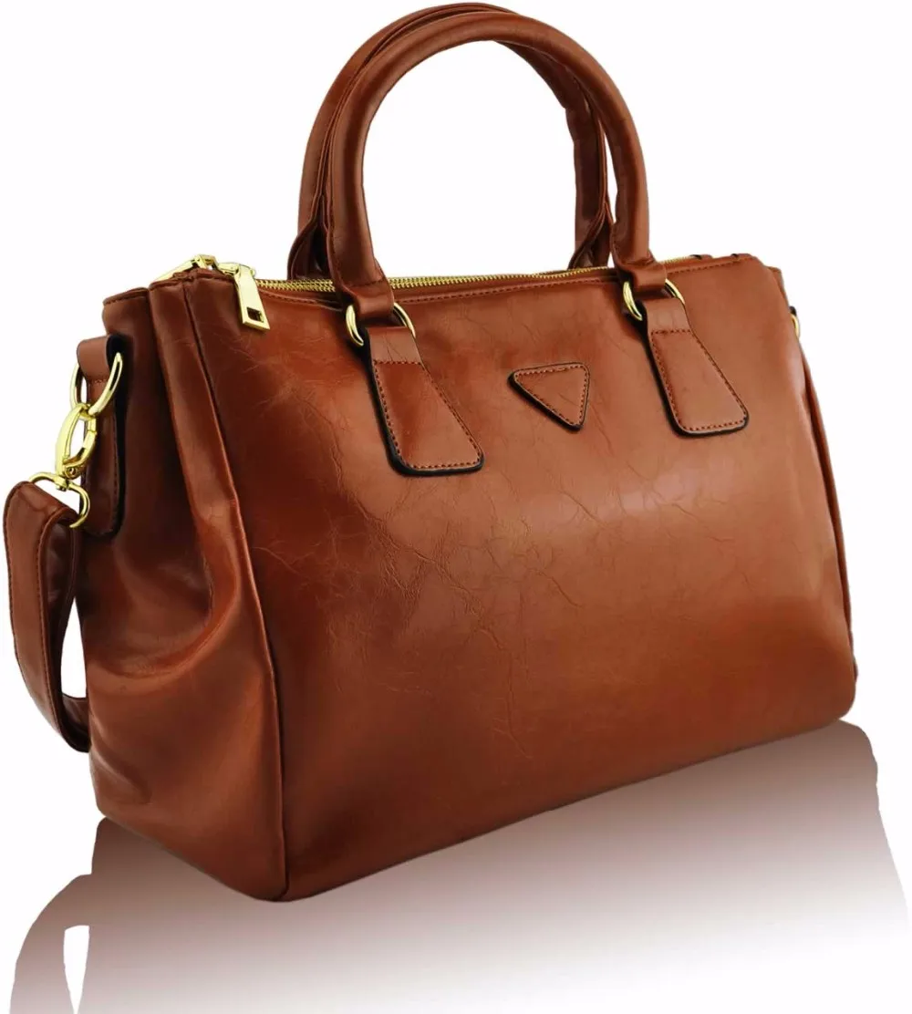 Ladies iDesigneri Brown Smooth Leather Style Women Grab Bag 