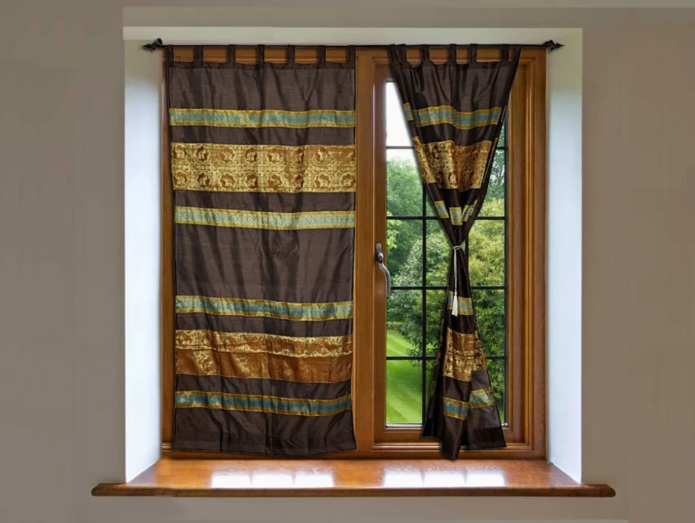 Handmade Silk Jacquard Work Multi Color Door Curtains Indian Window Handmade Silk Jacquard Work Multi Color Door Curtains Indian Window